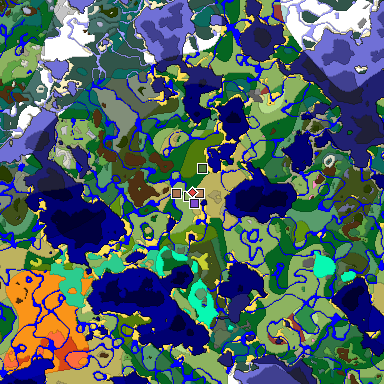 Predicted biome map of Java 26.3 seed -191357495850233111 around estimated spawn