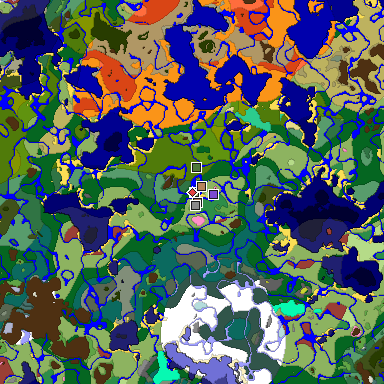 Predicted biome map of Java 26.3 seed 4262547226090452748 around estimated spawn
