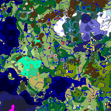 Predicted biome map of Java 26.3 seed -3263130072106579581 around estimated spawn