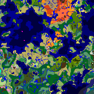 Predicted biome map of Java 26.3 seed 8010516676694327967 around estimated spawn