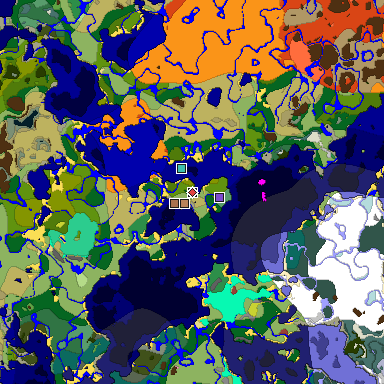 Predicted biome map of Java 26.3 seed 6635210006581255091 around estimated spawn