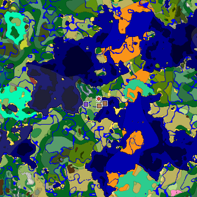 Predicted biome map of Java 26.3 seed -333039170237515493 around estimated spawn