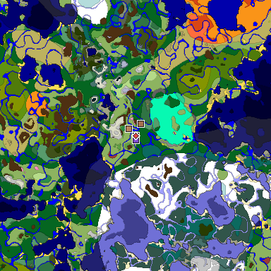 Predicted biome map of Java 26.3 seed -601986462459349010 around estimated spawn
