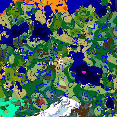 Predicted biome map of Java 26.3 seed 8999033837185841869 around estimated spawn