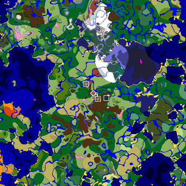 Predicted biome map of Java 26.3 seed -237420115640977931 around estimated spawn