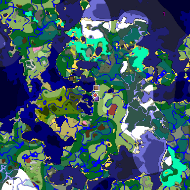 Predicted biome map of Java 26.3 seed 7330107974474031130 around estimated spawn