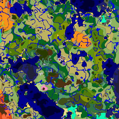 Predicted biome map of Java 26.3 seed 4081820333899472535 around estimated spawn