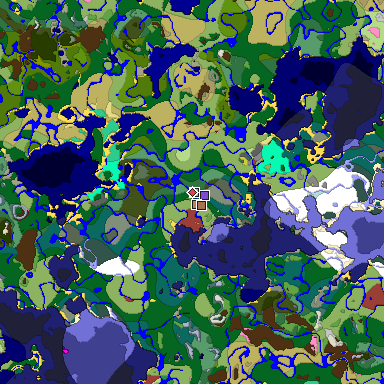 Predicted biome map of Java 26.3 seed -551847738273663983 around estimated spawn