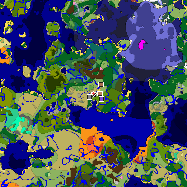 Predicted biome map of Java 26.3 seed -4286154032769077762 around estimated spawn