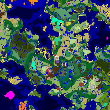 Predicted biome map of Java 26.3 seed 6240514784001038380 around estimated spawn
