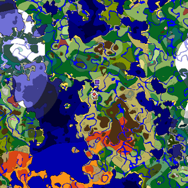 Predicted biome map of Java 26.3 seed 6229804753782126023 around estimated spawn