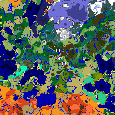 Predicted biome map of Java 26.3 seed 1859383211980044439 around estimated spawn