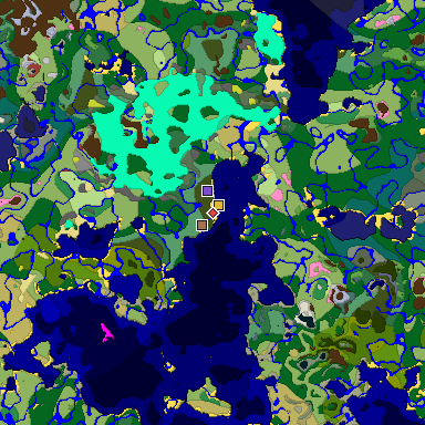 Predicted biome map of Java 26.3 seed 8712642475108434602 around estimated spawn