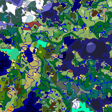 Predicted biome map of Java 26.3 seed 4751584574858046345 around estimated spawn