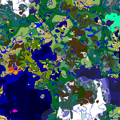 Predicted biome map of Java 26.3 seed -6082796883579528082 around estimated spawn
