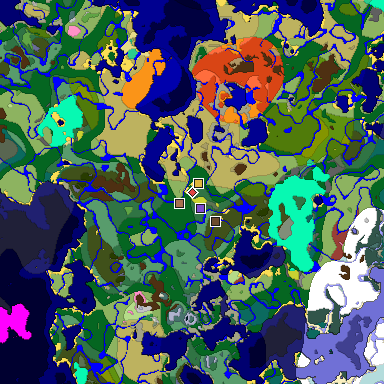Predicted biome map of Java 26.3 seed 5667622124821198343 around estimated spawn