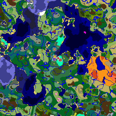 Predicted biome map of Java 26.3 seed 7268798803789664890 around estimated spawn