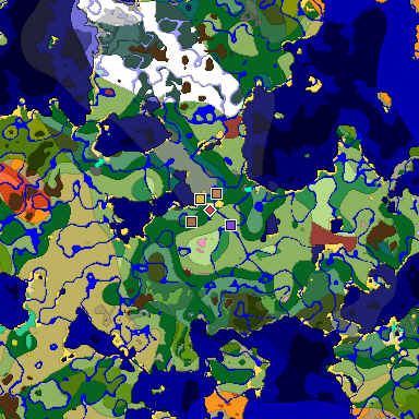 Predicted biome map of Java 26.3 seed 4493366472085561878 around estimated spawn