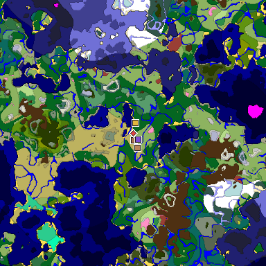 Predicted biome map of Java 26.3 seed -6484612119079810416 around estimated spawn
