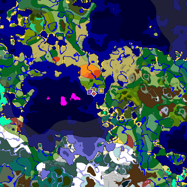 Predicted biome map of Java 26.3 seed 804772658964267334 around estimated spawn