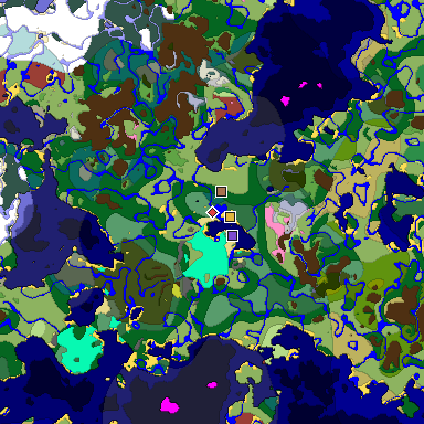 Predicted biome map of Java 26.3 seed 8559614998114869772 around estimated spawn