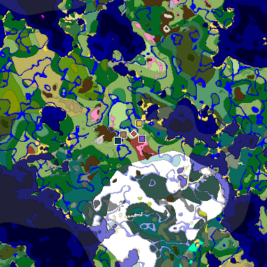 Predicted biome map of Java 26.3 seed 3696281425685912876 around estimated spawn