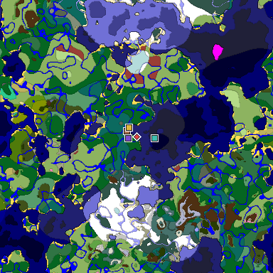 Predicted biome map of Java 26.3 seed 8616994392947307922 around estimated spawn