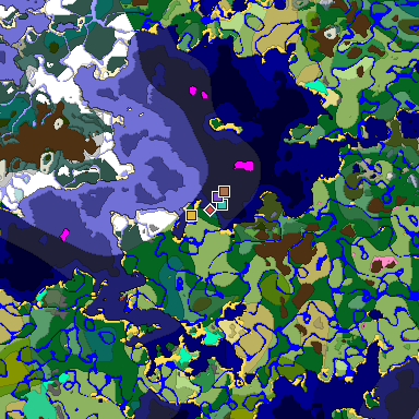 Predicted biome map of Java 26.3 seed -8226611686556399573 around estimated spawn