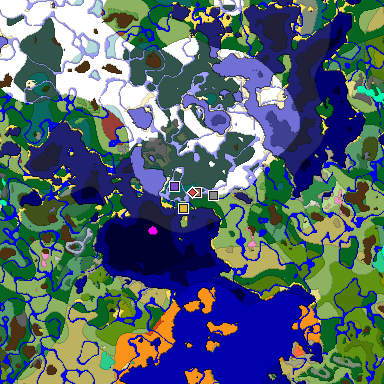 Predicted biome map of Java 26.3 seed 5635495651397582327 around estimated spawn