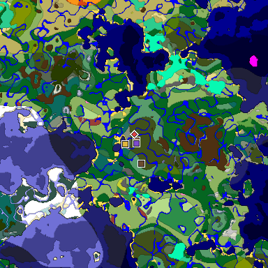 Predicted biome map of Java 26.3 seed -424495814073847375 around estimated spawn