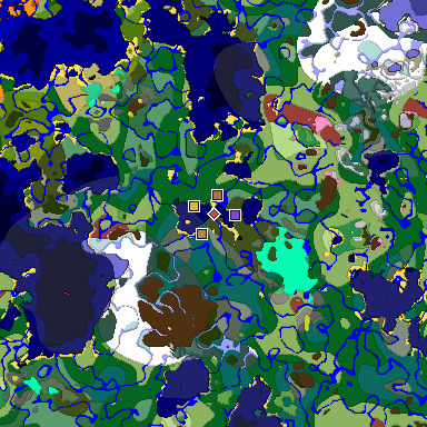 Predicted biome map of Java 26.3 seed -5652132801822671525 around estimated spawn