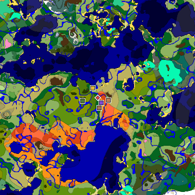 Predicted biome map of Java 26.3 seed 2694628614289691920 around estimated spawn