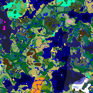 Predicted biome map of Java 26.3 seed 1937123410700163666 around estimated spawn