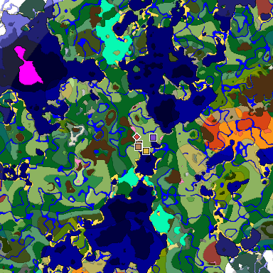 Predicted biome map of Java 26.3 seed 2629348359179288800 around estimated spawn