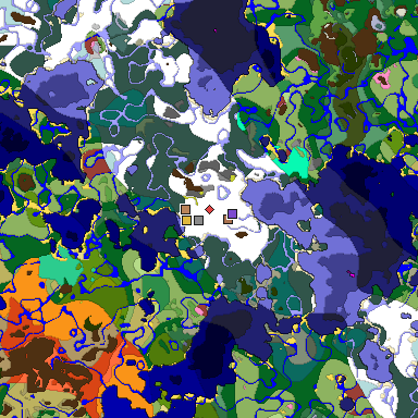 Predicted biome map of Java 26.3 seed 5613520994360702580 around estimated spawn