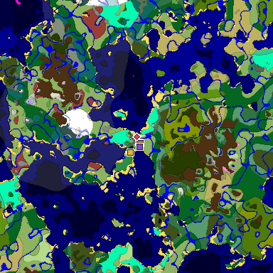 Predicted biome map of Java 26.3 seed -7934968596209485721 around estimated spawn