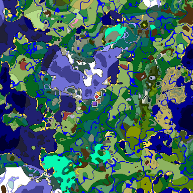 Predicted biome map of Java 26.3 seed 16221113301209207 around estimated spawn