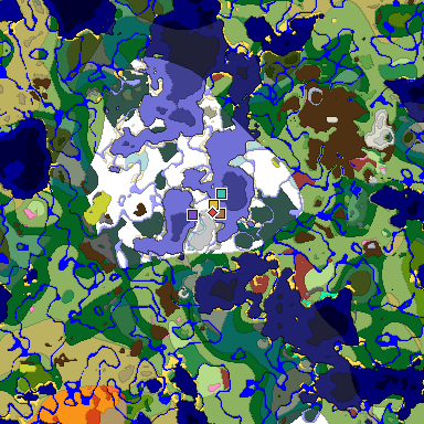 Predicted biome map of Java 26.3 seed 3376716209722596664 around estimated spawn