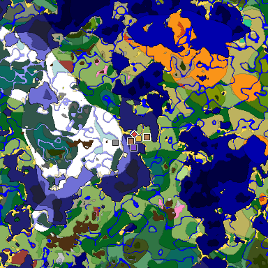 Predicted biome map of Java 26.3 seed 6879499654199645018 around estimated spawn