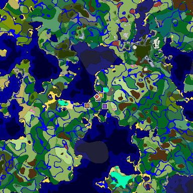 Predicted biome map of Java 26.3 seed 1043610866489834765 around estimated spawn