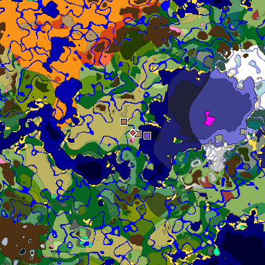 Map of Minecraft seed 5202115229182491915 around spawn