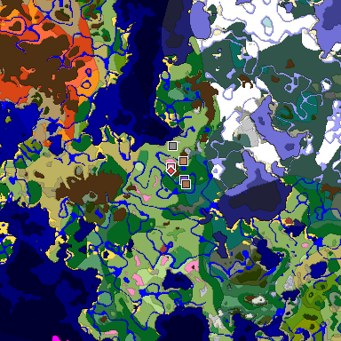 Predicted biome map of Java 26.3 seed -6211034029985310046 around estimated spawn