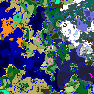 Predicted biome map of Java 26.3 seed -6302634854571657726 around estimated spawn
