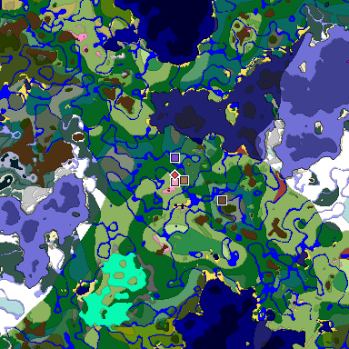 Predicted biome map of Java 26.3 seed -3809010975443942638 around estimated spawn