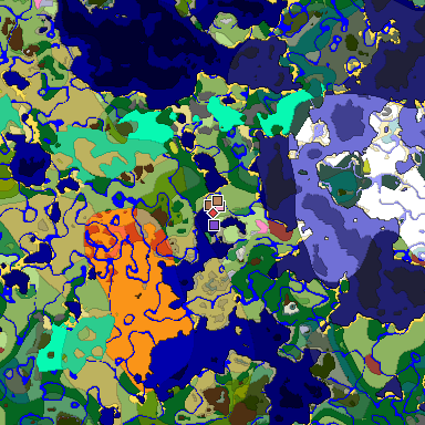 Predicted biome map of Java 26.3 seed -2586838036425781347 around estimated spawn