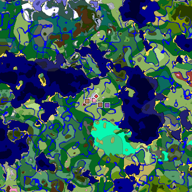 Predicted biome map of Java 26.3 seed -5198837013890267740 around estimated spawn