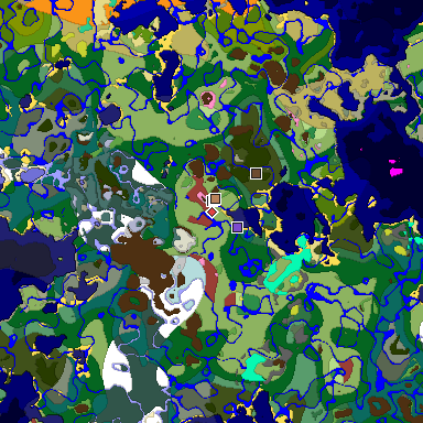 Predicted biome map of Java 26.3 seed -6486266191489499410 around estimated spawn