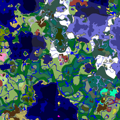 Predicted biome map of Java 26.3 seed 3687311868220622954 around estimated spawn