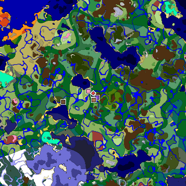 Predicted biome map of Java 26.3 seed -7202817446272939366 around estimated spawn