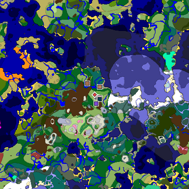 Predicted biome map of Java 26.3 seed -1361056264864398885 around estimated spawn